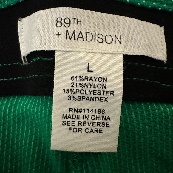 89th & Madison Shorts Size Large Mid Rise Bermuda Polka Dot Green - Picture 4 of 4